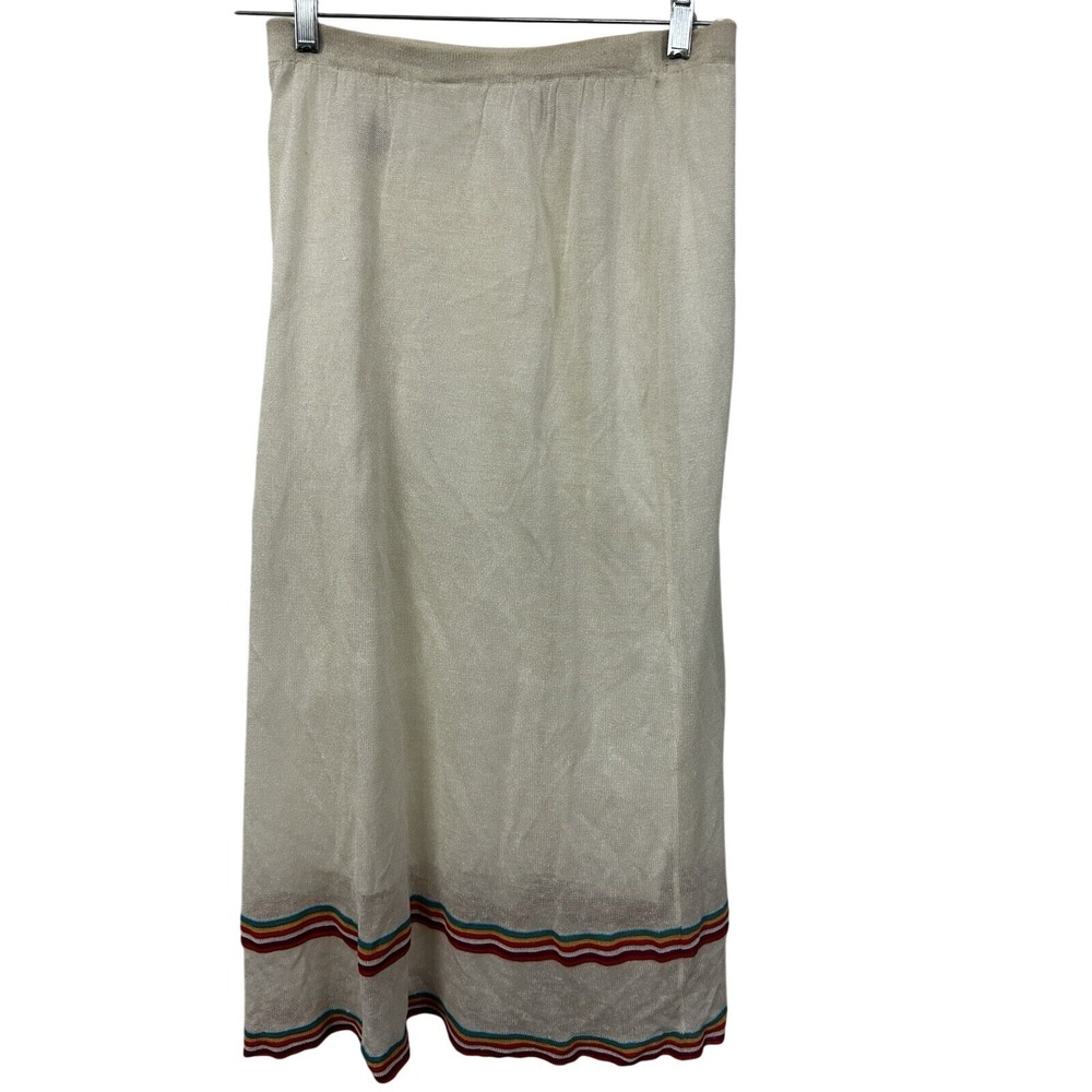 Vintage Pierre Cardin Paris Knit Midi Skirt 34" Long Rainbow Hem US‎ 8 Italy
